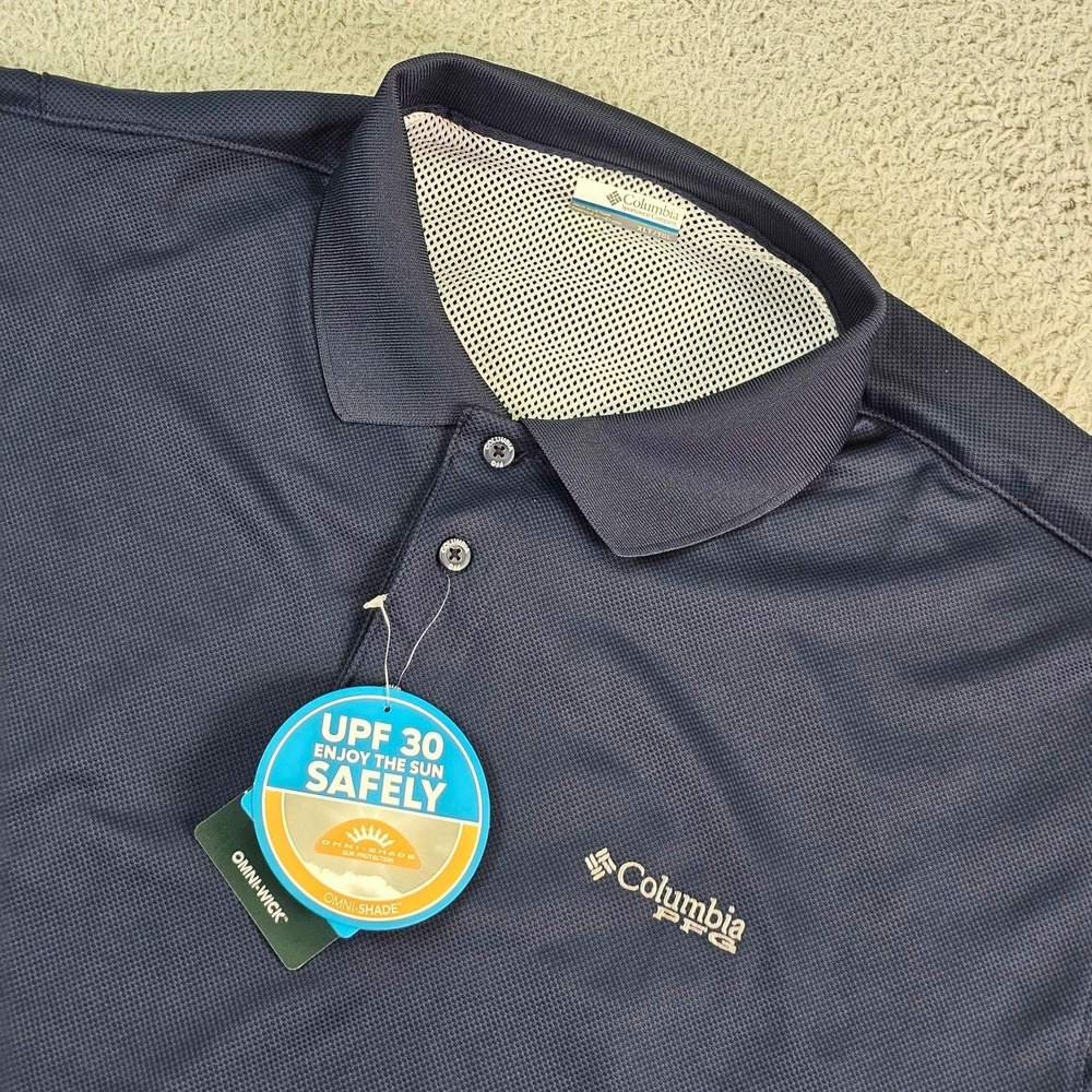 Columbia PFG Perfect Cast Polo Shirt Mens XLT Blue Fishing Omni-Shade UPF 30